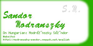 sandor modranszky business card